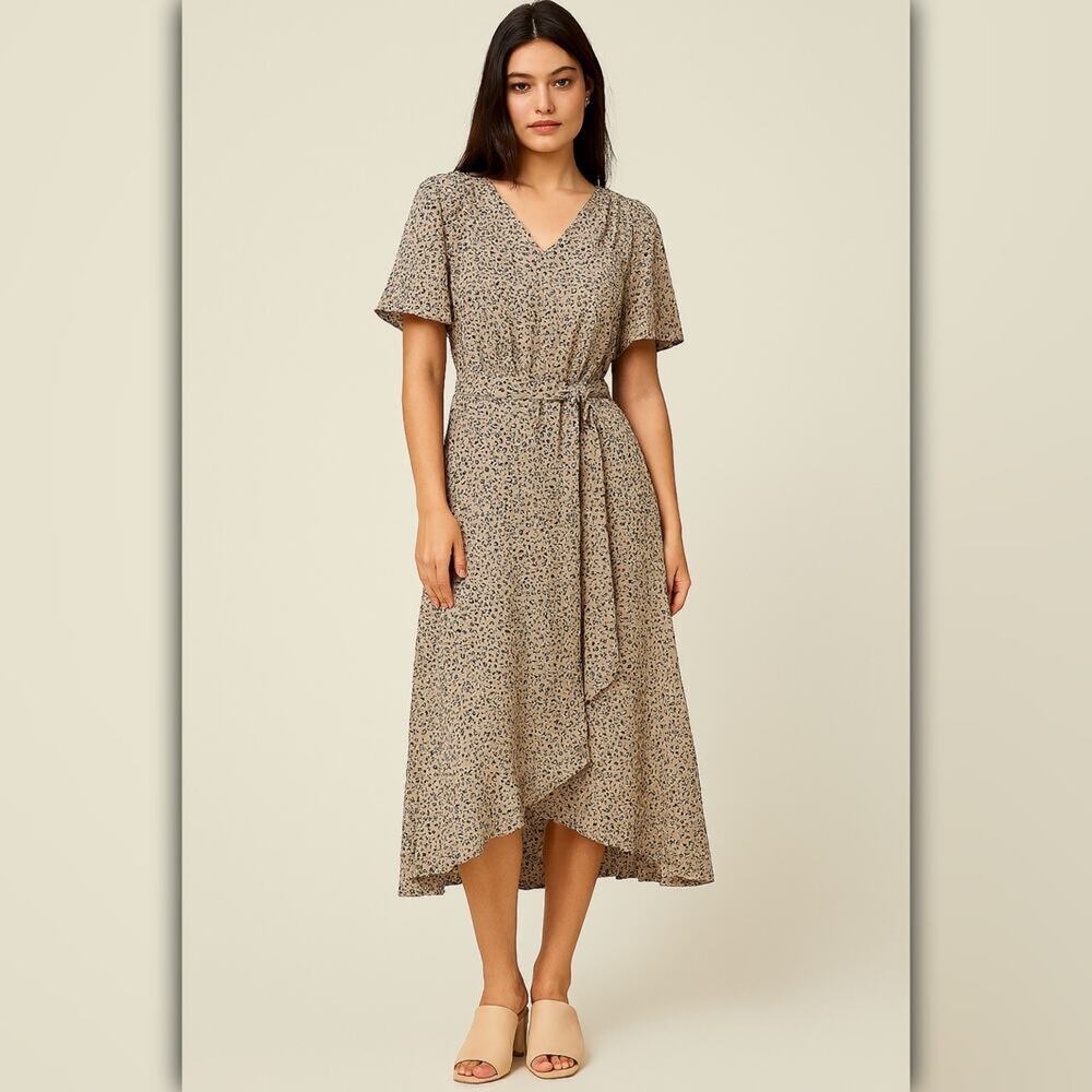 A427 • Leopard Print Midi Dress with Tie Waist